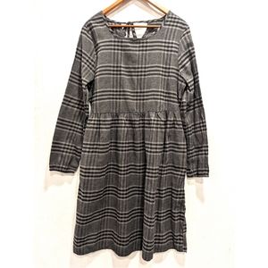 STUDIO Z black gray plaid flannel shift dress